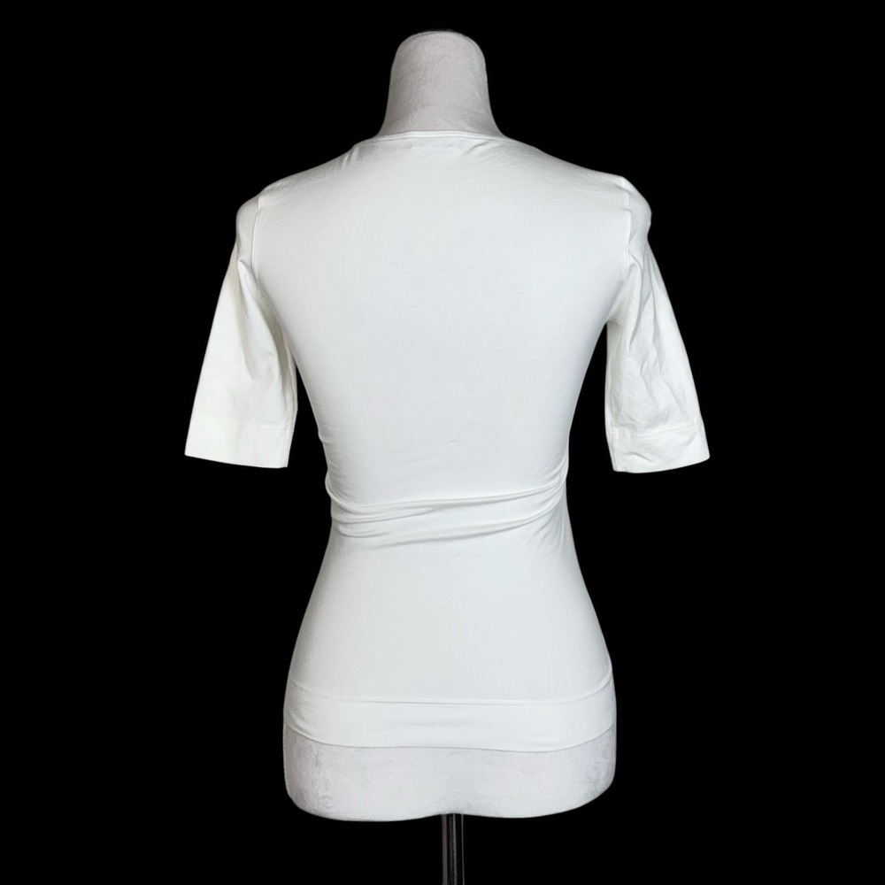 Akris Punto Cotton Half Sleeve Square Neck Tee Size 2 Quiet Luxury Minimalist - Picture 4 of 8